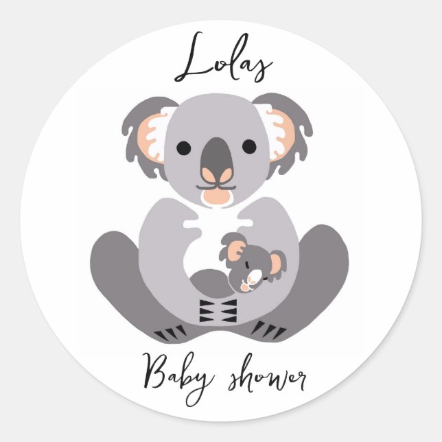 KOALA - Babydusche - Tier - personalisiert Runder Aufkleber (Vorderseite)