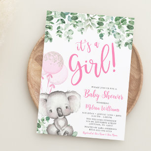 Koala Ballons Eukalyptus Mädchen Baby Shower Einladung