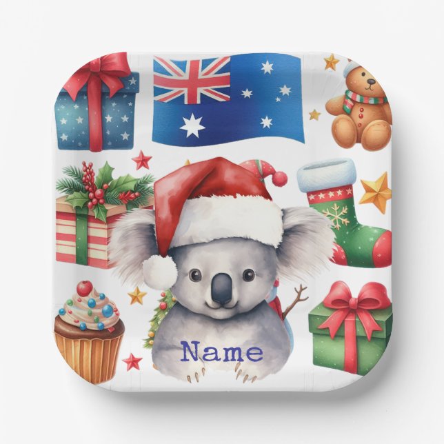 Koala Bär auf Australien Thema  Pappteller (Vorderseite)
