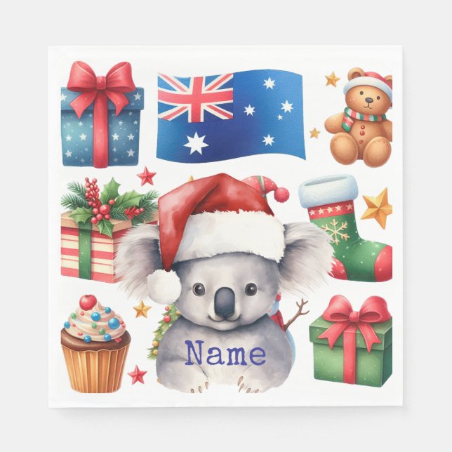 Koala Bär auf Australien Thema  Serviette (Vorderseite)