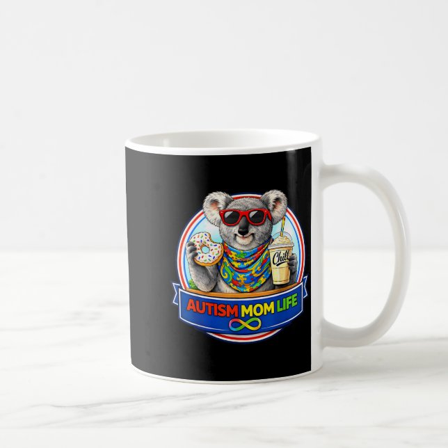Koala-Bär-Autismus-Mutter-Leben-Donut-Milchshake Kaffeetasse (Rechts)