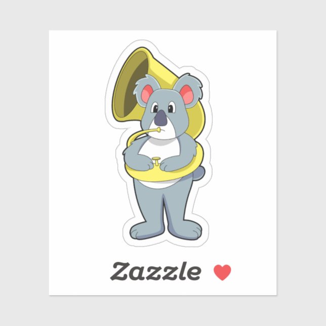 Koala Bär bei Musik mit Saxophon.PNG Aufkleber (Blatt)