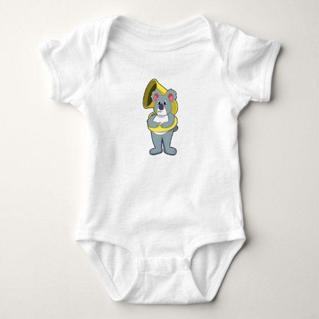 Koala Bär bei Musik mit Saxophon.PNG Baby Strampler (Vorderseite)