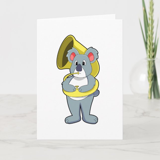 Koala Bär bei Musik mit Saxophon.PNG Karte (Vorderseite)