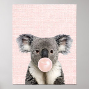 KOALA-BÄR BLÄST EINEN ROSA KAUGUMMI-PLATZER POSTER