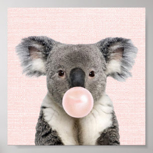 KOALA-BÄR BLÄST EINEN ROSA KAUGUMMI-POSTER POSTER