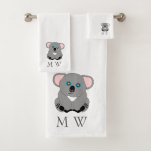 Koala-Bär-Design monogrammiert Badhandtuch Set