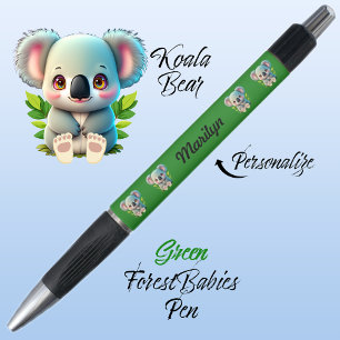 Koala Bär, farbenfroh grünes, Niedliches Waldtier Kugelschreiber