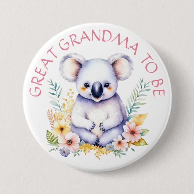 Koala Bär hielt große Oma für Babydusche Button (Vorderseite)