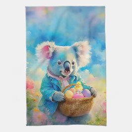 Koala-Bär mit einem Korb von Ostereiern Geschirrtuch