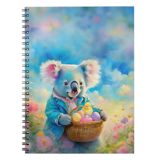Koala-Bär mit einem Korb von Ostereiern Notizblock (Vorderseite)