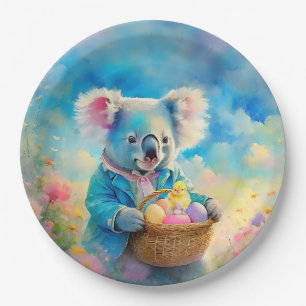 Koala-Bär mit einem Korb von Ostereiern Pappteller