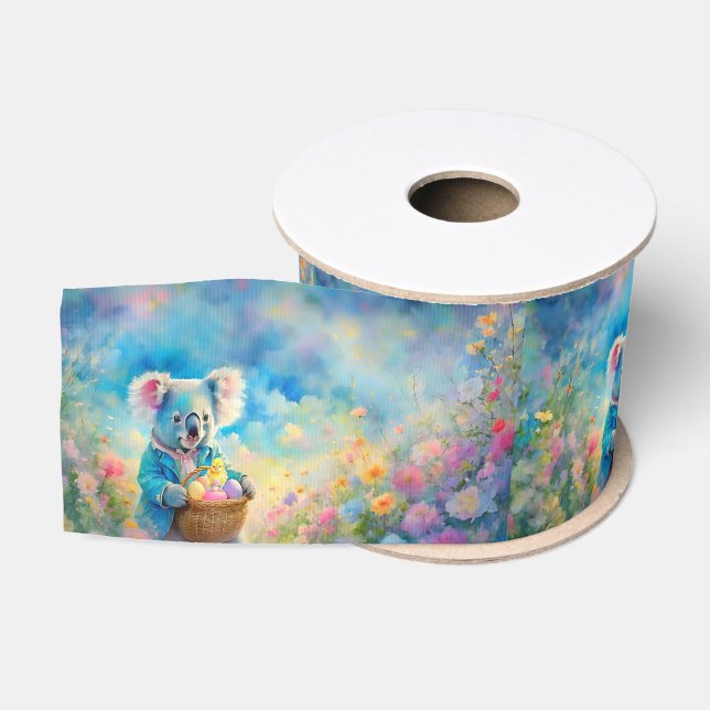 Koala-Bär mit einem Korb von Ostereiern Ripsband (Spule)