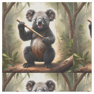 Koala Bär Mit Einer Flöte, Stoff