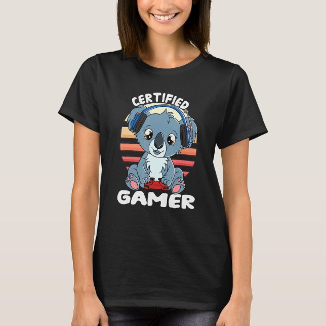 Koala Bär mit Gamer Headset Gaming Koala Certifi T-Shirt (Vorderseite)