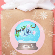 Koala Bär niedliche Schneekugel Rosa gürtel