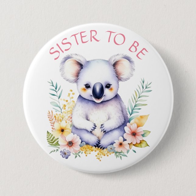 Koala Bär schien die Schwester der Babydusche zu s Button (Vorderseite)