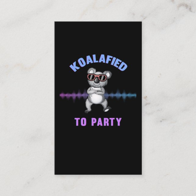 Koala Bär tanzen mit Sonnenbrille Party Koala Visitenkarte (Vorderseite)