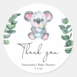 Koala Bär vielen Dank für die Babydusche Runder Aufkleber