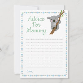 Koala Bärenberater für Mommy Shower Game Blue Boy Hinweiskarte