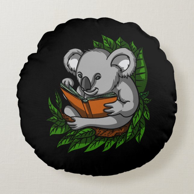 Koala Bärenbuch Rezension Lover Süße Tier Rundes Kissen (Vorderseite)