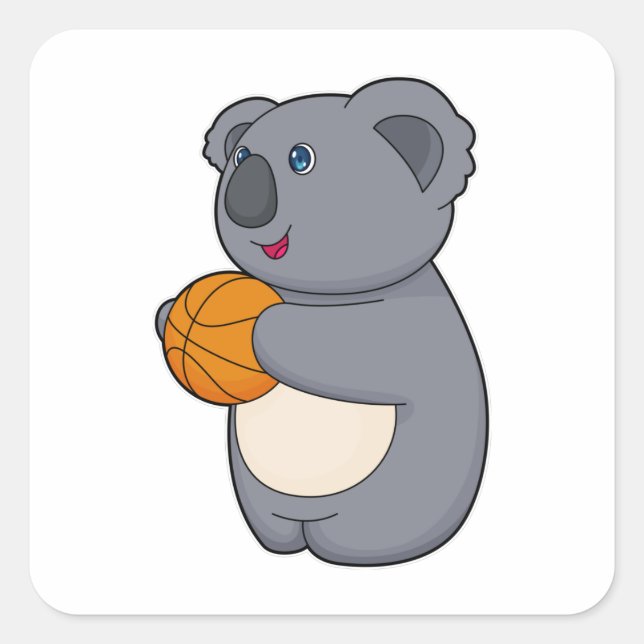Koala Basketball-Spieler Basketball Quadratischer Aufkleber (Vorderseite)