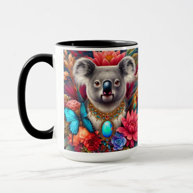 Koala Bear Australian Native Floral Art Tasse (Links)