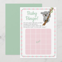 Koala Bear Baby Dusche Bingo Game Pink Girl Einladung