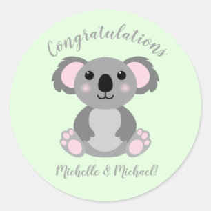 Koala Bear Baby Dusche Blue Boy Runder Aufkleber