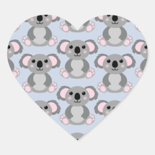 Koala Bear Baby Dusche Blue Herz-Aufkleber