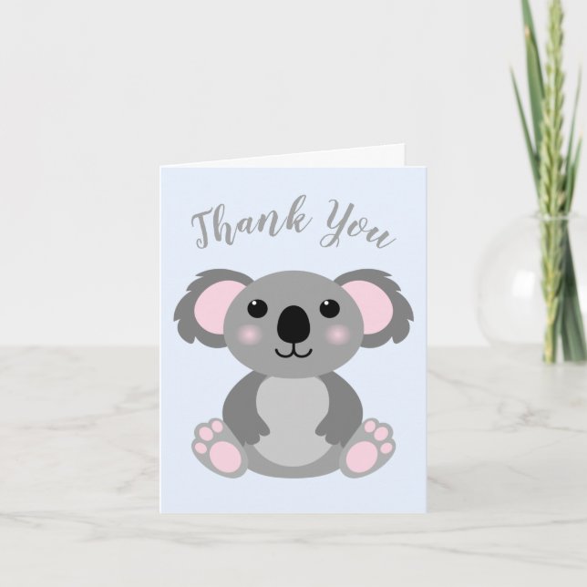 Koala Bear Baby Dusche Pink Girl Dankeskarte (Vorderseite)