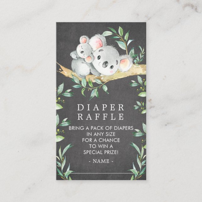 Koala Bear Baby Duschkabine - Raffle Ticket Begleitkarte (Vorderseite)