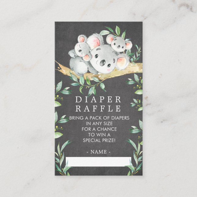 Koala Bear Baby Duschkabine - Raffle Ticket Begleitkarte (Vorderseite)