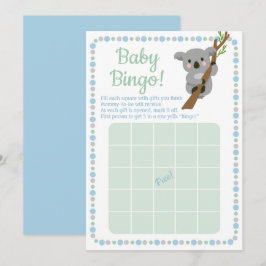 Koala Bear Baby Shower Bingo Game Blue Boy Einladung