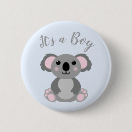 Koala Bear Baby Shower Blue Boy Button