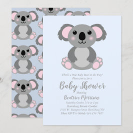 Koala Bear Baby Shower Blue Boy Einladung