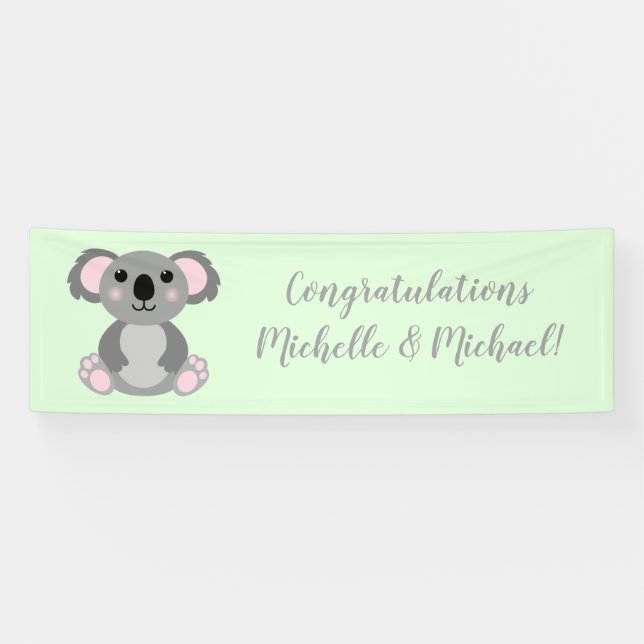 Koala Bear Baby Shower Green Gender Neutral Banner (Horizontal)