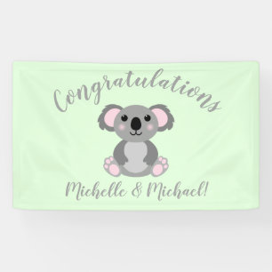 Koala Bear Baby Shower Green Gender Neutral Banner