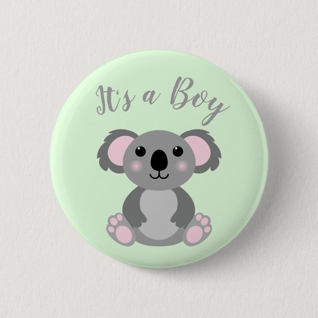 Koala Bear Baby Shower Green Gender Neutral Button (Vorderseite)