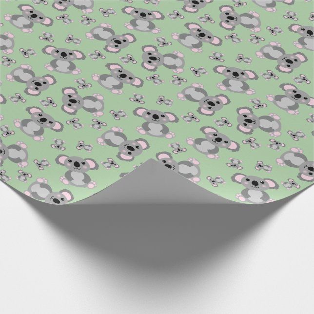 Koala Bear Baby Shower Green Gender Neutral Geschenkpapier (Ecke)