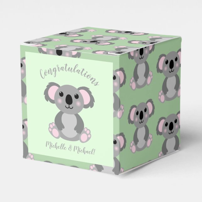 Koala Bear Baby Shower Green Gender Neutral Geschenkschachtel (Vorderseite)