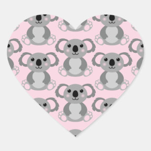 Koala Bear Baby Shower Pink Girl Herz-Aufkleber