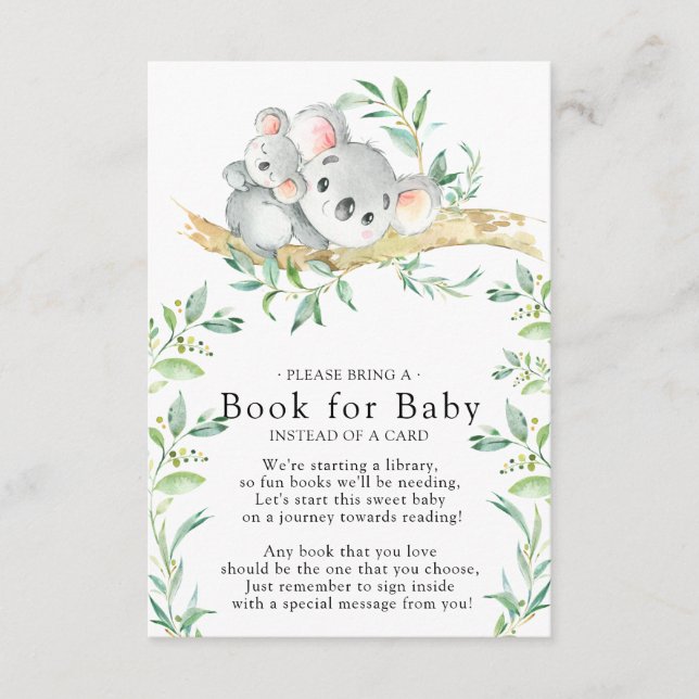 Koala Bear Babydusche buchen für Babykarte Begleitkarte (Vorderseite)