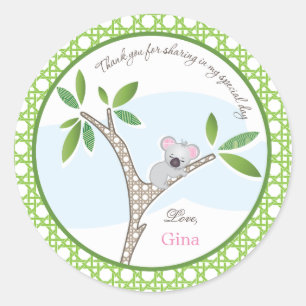 Koala Bear   Babydusche Gefälligkeitsaufkleber Runder Aufkleber