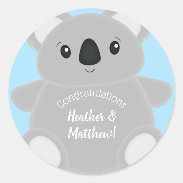 Koala Bear Babydusche Runder Aufkleber (Vorderseite)