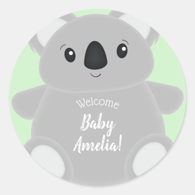 Koala Bear Babydusche Runder Aufkleber (Vorderseite)