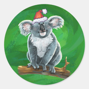 Koala Bear Christmas Runder Aufkleber
