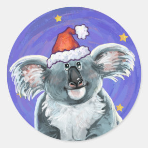 Koala Bear Christmas Runder Aufkleber