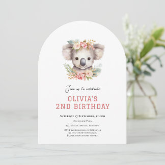 Koala Bear cute 2nd birthday invitation Einladung