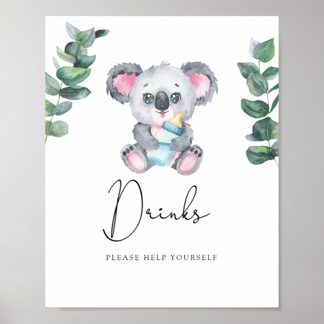 Koala Bear Drinks helfen Ihnen selbst Poster (Vorne)